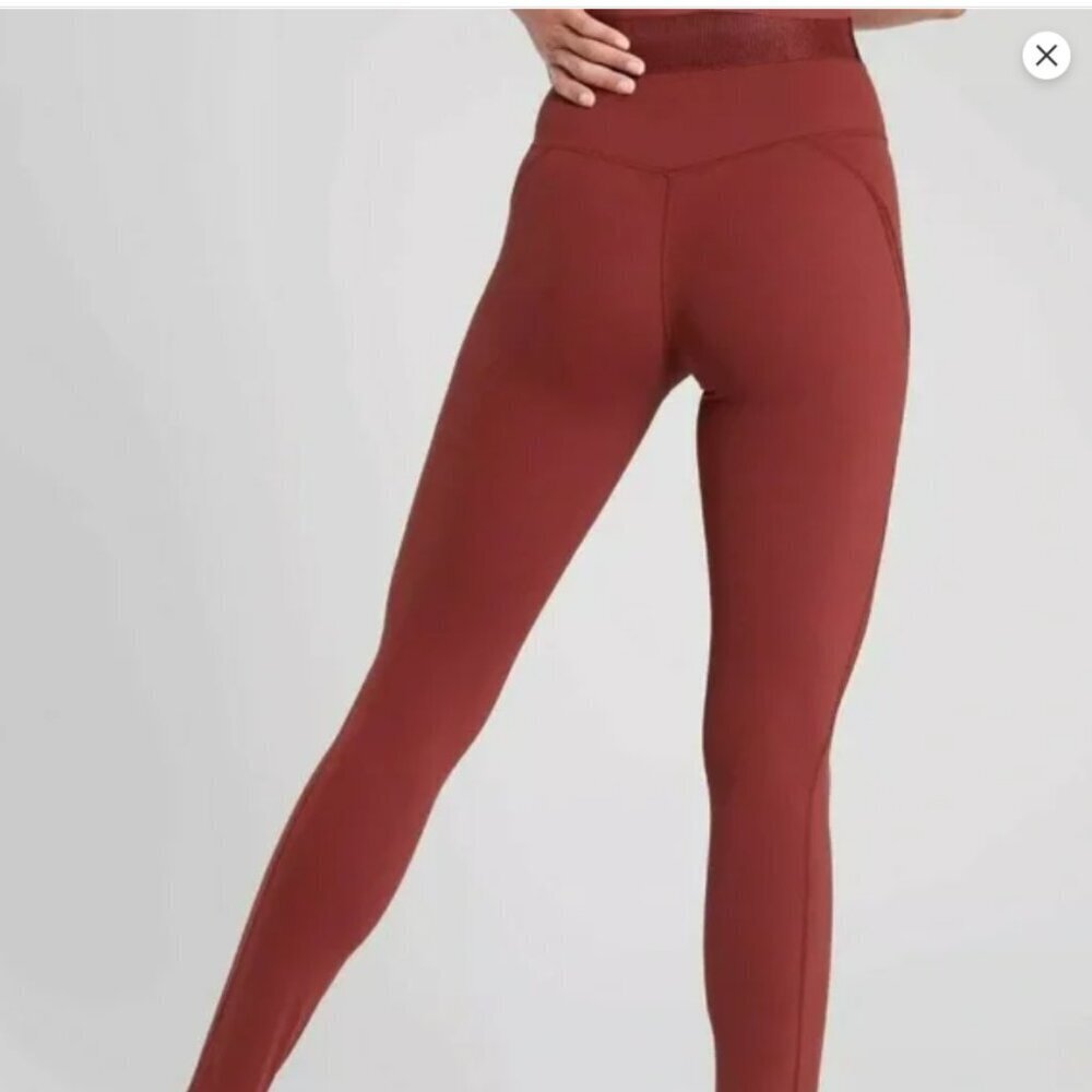 Athleta Aura Heel Tight Maple Red High Waisted Pants Powervita Women's XS - Picture 3 of 11
